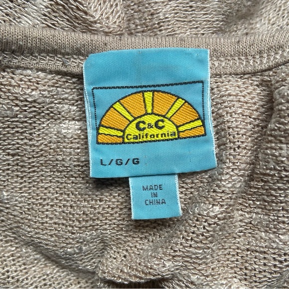 C&C California Lightweight Slub Knit Long Sleeve Tee Neutral Large - Picture 3 of 3